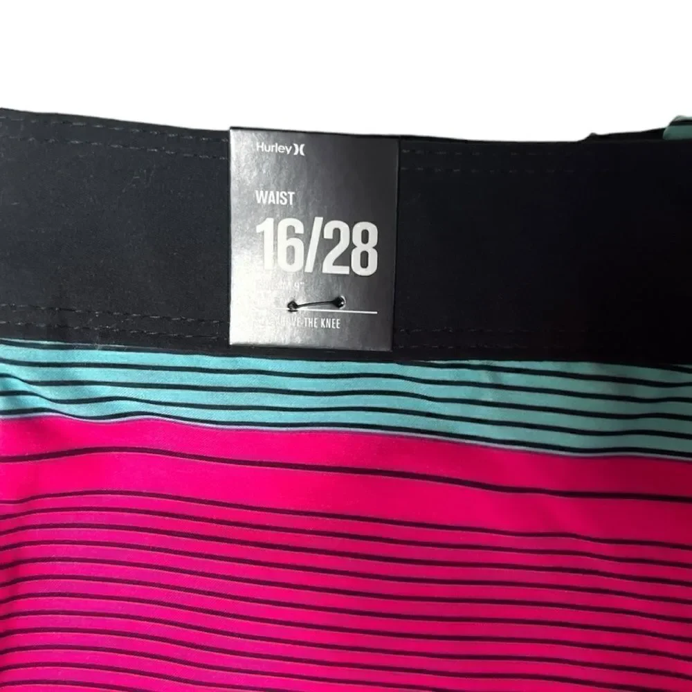 Hurley Boys Multi Color Stripe Board Shorts Swim Suit Size 16 (28) NWT